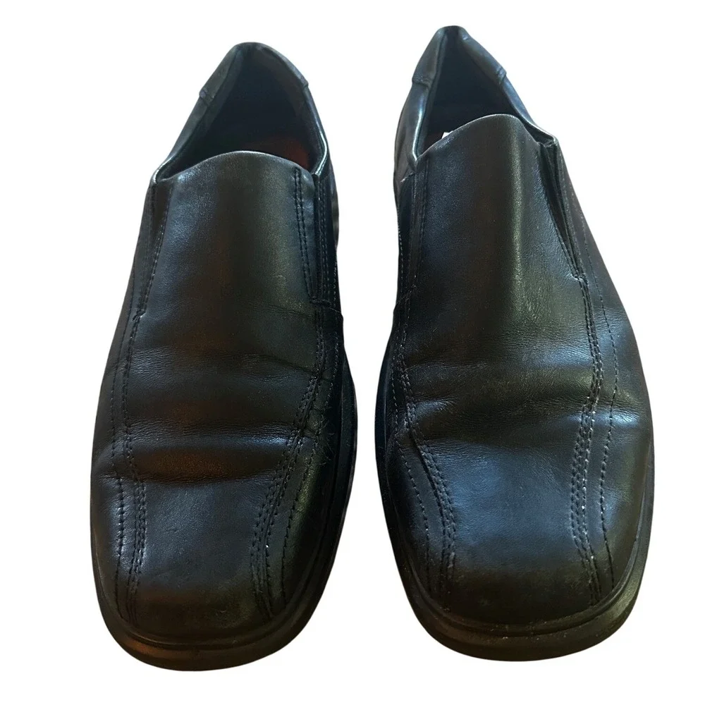 ECCO Mens Black Leather Bicycle Toe Slip On Loafers Dress Shoes Size 46‎